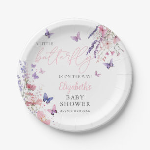 Assiettes En Carton Un petit Fleur sauvage papillon Baby shower floral