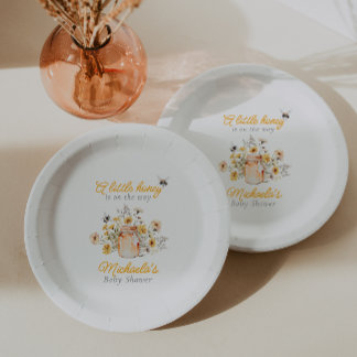 Assiettes En Carton Un Petit Miel Sur Le Chemin Baby shower Aquarelle