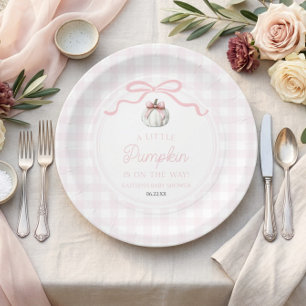 Assiettes En Carton Un petit nœud papillon rose citrouille Baby Shower