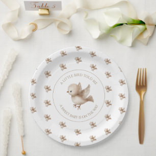Assiettes En Carton Un petit oiseau m'a dit Neutral Cute Baby Shower