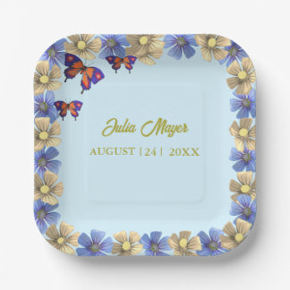 Assiettes En Carton Un Petit Papillon Est En Route Floral Baby