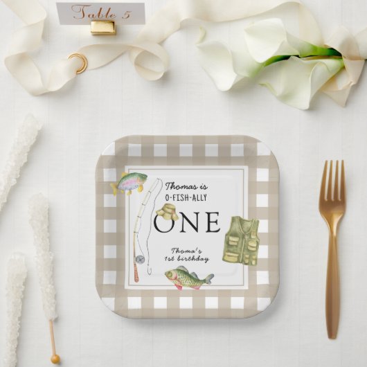 Assiettes En Carton Un petit pêcheur fête d'anniversaire (Mariage)