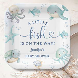 Assiettes En Carton Un Petit Poisson Est En Route Garçon Ocean Baby Sh
