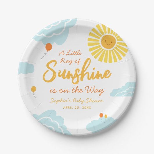 Assiettes En Carton Un petit rayon de soleil Plaques de papier Baby sh (Devant)
