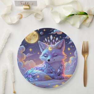 Assiettes En Carton Un petit Renard de la Lune aux murmures d'étoiles