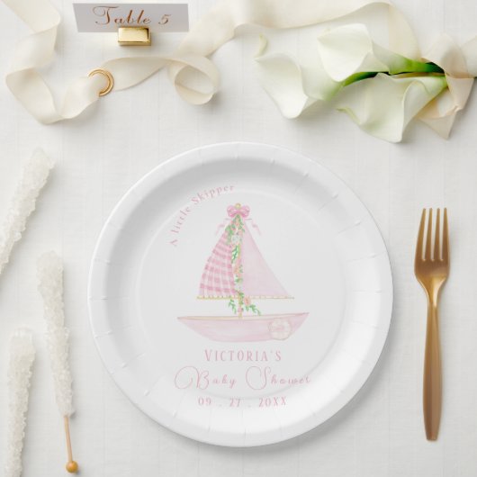 Assiettes En Carton Un Petit Skipper Baby shower Rose (Mariage)