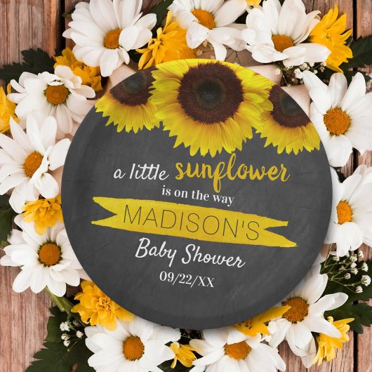 Assiettes En Carton Un Petit Tournesol Est En Route ! Baby shower