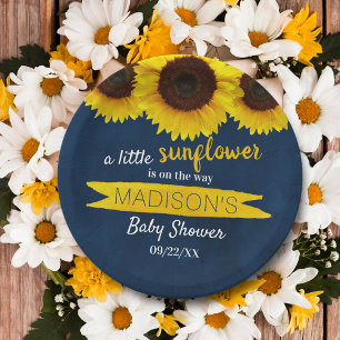 Assiettes En Carton Un Petit Tournesol Est En Route ! Baby shower