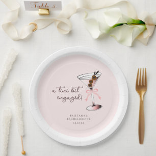 Assiettes En Carton Un peu fiancée Martini Rose Bachelorette 