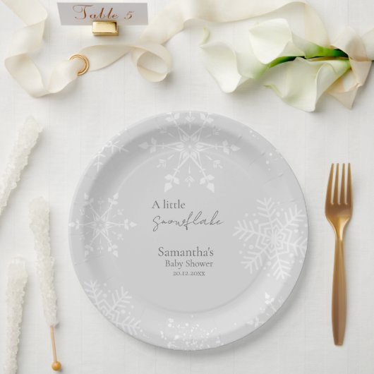 Assiettes En Carton Un peu gris Baby shower Snowflake (Mariage)