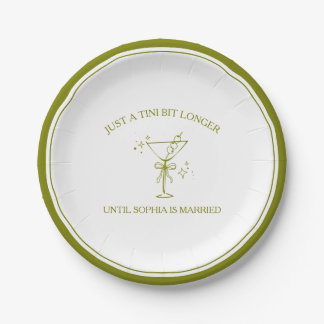 Assiettes En Carton "Un peu plus longtemps" Olive Verte de la Bachelor