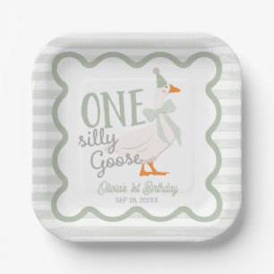 Assiettes En Carton Un Ruban Vert de l'Oie Idiote pour le 1er Annivers