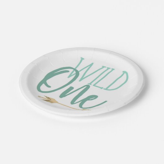 Assiettes En Carton Un sauvage | Bleu | Première fête d'anniversaire (Angle)