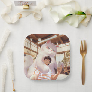 Assiettes En Carton Un selfie avec le géant du fluffy