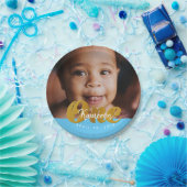 Assiettes En Carton UN| Shimmer l'or|Première photo d'anniversaire (Fête)