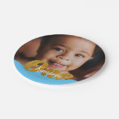 Assiettes En Carton UN| Shimmer l'or|Première photo d'anniversaire (Angle)