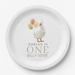 Assiettes En Carton Un Silencieux Goose Beige 1er Anniversaire