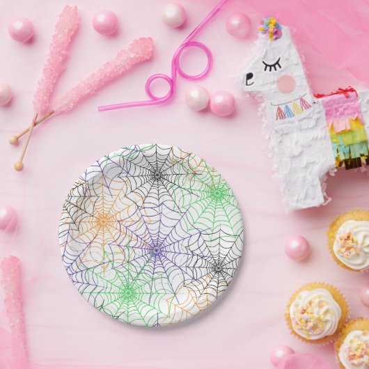 Assiettes En Carton Un simple Motif Web d'Halloween Spider (Fête)