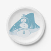 Assiettes En Carton Un Snowman Portant Un Chapeau Haut (Devant)