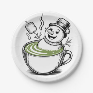 Assiettes En Carton Un Snowman Se Baigner À Macha Christmas