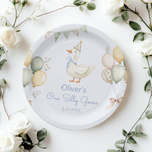 Assiettes En Carton Un sot Goose Boy 1er anniversaire