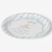 Assiettes En Carton Un sot Oie Bleu Bow premier anniversaire (Angle)