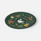Assiettes En Carton Un sot oie fermier de jardin thème vert (Angle)