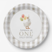 Assiettes En Carton Un soyeux En vichy beige d'oie 1er anniversaire (Devant)