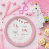 Assiettes En Carton Un soyeux Goose rose Gir 1er Plaques Papier Annive (Fête)