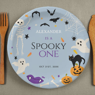 Assiettes En Carton Un Spooky One Halloween 1er Anniversaire Bleu