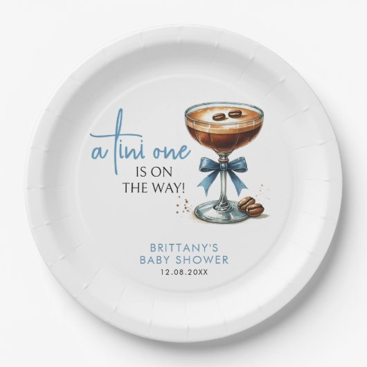 Assiettes En Carton Un Tini Sur Le Chemin Du Baby shower Garçon (Devant)