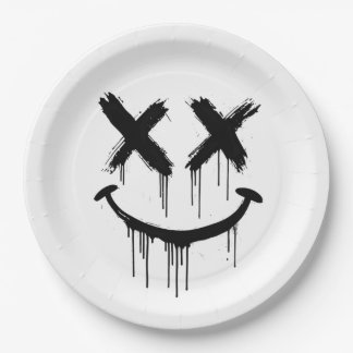 Assiettes En Carton Un visage souriant.