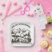Assiettes En Carton Un vrai paradis Chasse & Pêche (Fête)