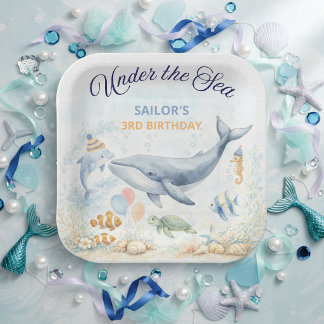 Assiettes En Carton Under the Sea Ocean Animals Whale Birthday