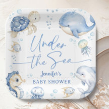 Under The Sea Ocean Baby Shower Boy Dusty Blue