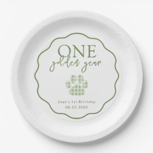 Assiettes En Carton Une année d'or Empreinte de patte fête de premier 