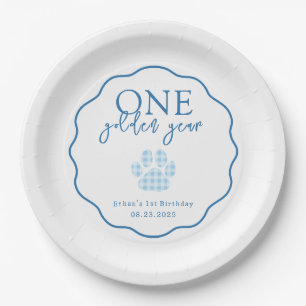 Assiettes En Carton Une année d'or Empreinte de patte fête de premier