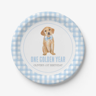 Assiettes En Carton Une année dorée Chien prépa carreaux 1er anniversa
