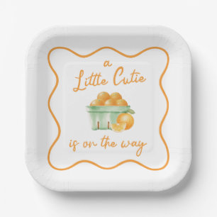 Assiettes En Carton Une baby shower pour un petit bébé orange mignon