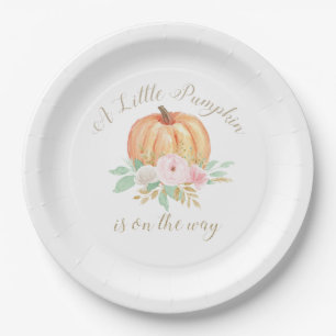 Assiettes En Carton Une Baby Shower un petit citrouille floral rose
