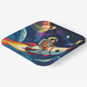 Assiettes En Carton Une bande dessinée style Boy on a Rocket in Space (Angulaire)