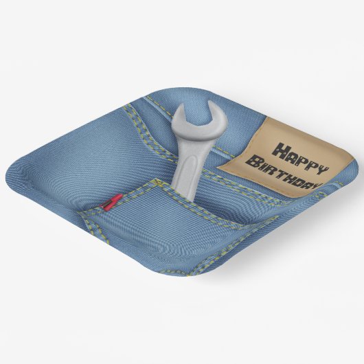 Assiettes En Carton Une clé dans une poche pour l'anniversaire (Angulaire)