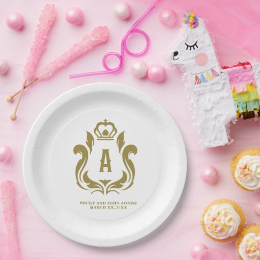 Assiettes En Carton Une crête d'or initiale (Fête)