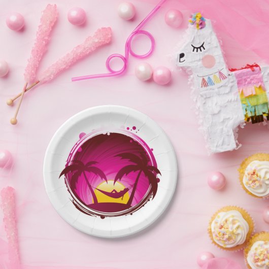 Assiettes En Carton Une Femme Dans Un Hamac (Fête)