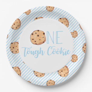 Assiettes En Carton Une fête d'anniversaire bleue One Tough Cookie