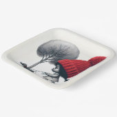 Assiettes En Carton Une fille afro-américaine marche son chien (Angulaire)