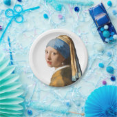 Assiettes En Carton Une fille avec un portrait à perle (Fête)