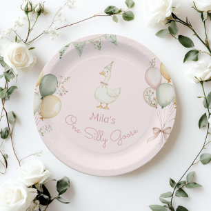 Assiettes En Carton Une fille d'oie sotte 1er anniversaire