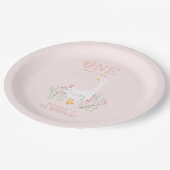 Assiettes En Carton Une fille rose d'oie sotte 1er anniversaire (Angle)