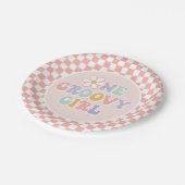 Assiettes En Carton Une fille Super Pink Daisy Checker (Angle)